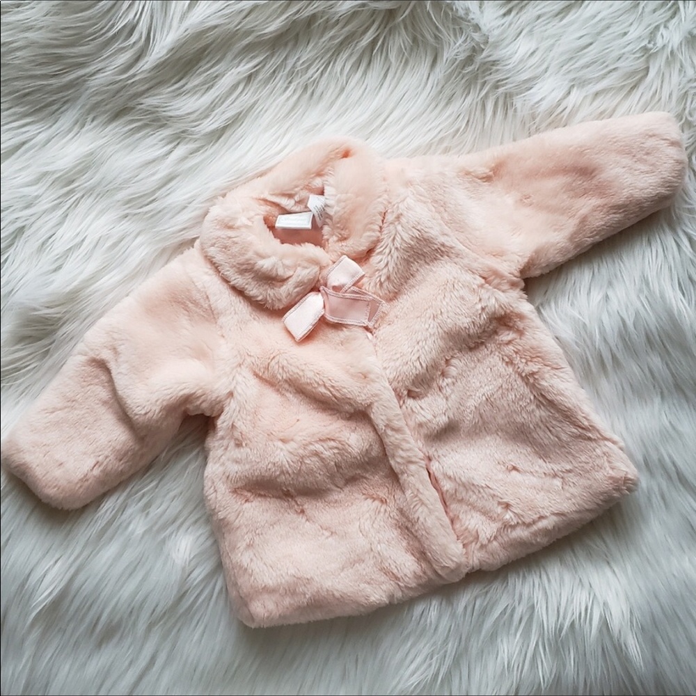 Koala Baby Boutique Pink Faux Fur coat - 0-3 mos